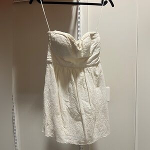 TIBI WHITE FLORAL TEXTURE STRAPLESS MINI DRESS TANK XXSSS SZ 0